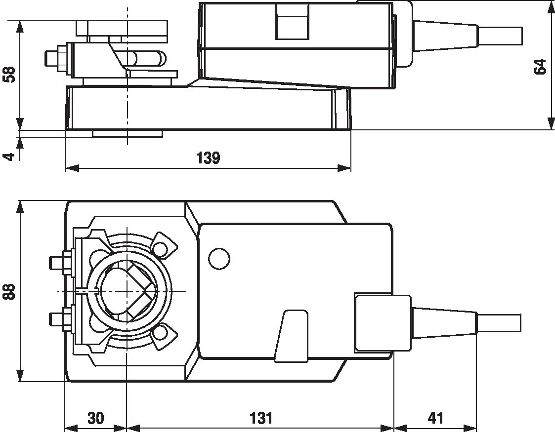 Габаритный чертёж Belimo SM24A-MOD