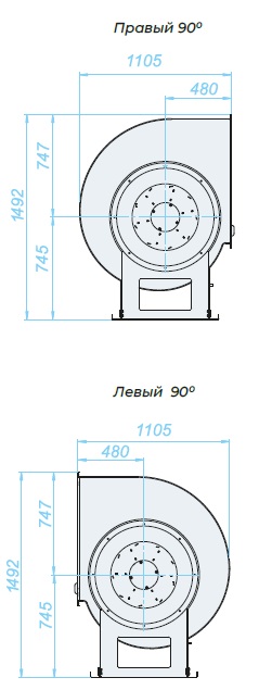 Аэродинамические характеристики, габаритно-присоединительные размеры — Вентилятор радиальный SVR 7,1 DU